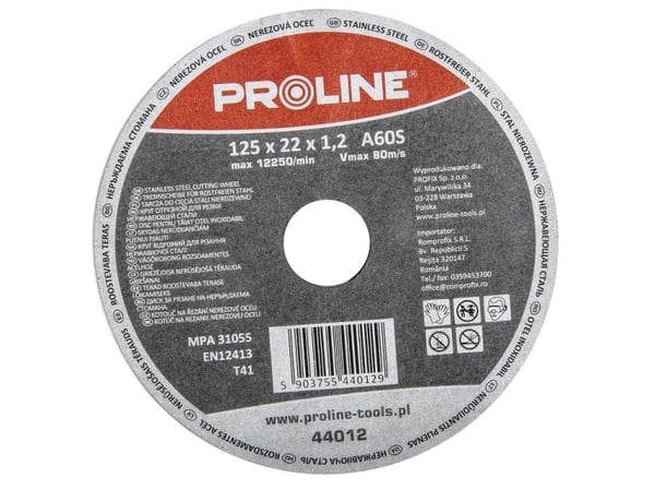 Pro-Line T41 125x1.2mm A60S ruostumattomasta teräksestä valmistettu leikkuukiekko - 44012 Pro-Line T41 125x1.2mm A60S ruostumattomasta teräksestä valmistettu leikkuukiekko - 44012