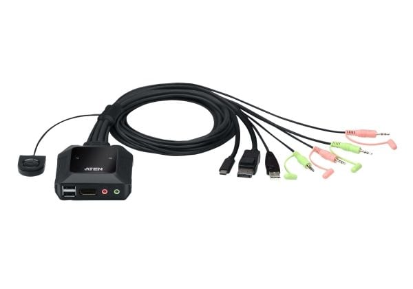 ATEN CS52DP - Omkopplare för tangentbord/video/mus/ljud/USB - 2 x KVM/ljud/USB - 1 lokal användare - skrivbordsmodell
