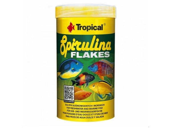 Tropisk spirulina flak fôr til fisk 250 ml