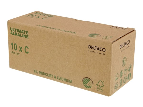 DELTACO Ultimate - Batteri - Svaneøkomerket 10 x LR14 / C type - Alkalisk