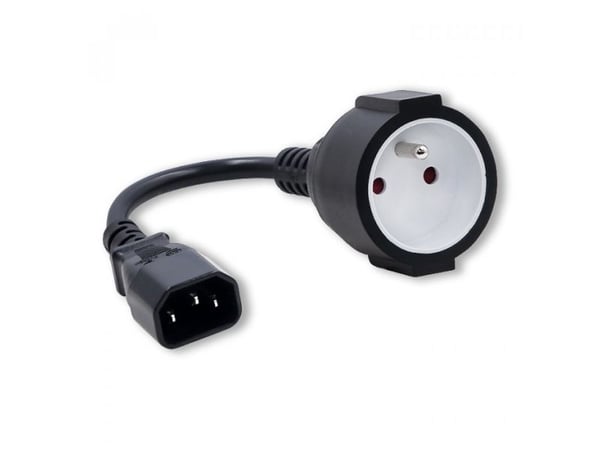 Qoltec - Virtalähdeadapteri - IEC 60320 C14 - tyyppi E (naaras) - AC 250 V - 16 A - 15 cm - musta