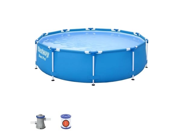 Bestway basseng med stativ 305 x 76 cm sett med pumpe 56679 BLÅ