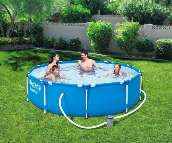 Bestway basseng med stativ 305 x 76 cm sett med pumpe 56679 BLÅ