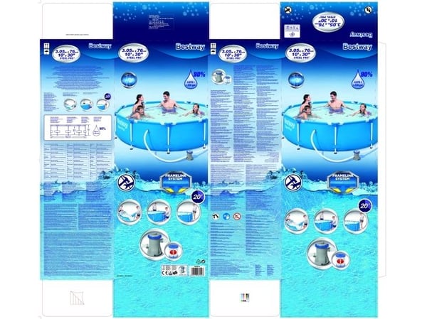 Bestway basseng med stativ 305 x 76 cm sett med pumpe 56679 BLÅ