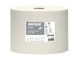 Aftørringsrulle Industri Katrin Plus 4-lag Ø36cm B26.5cmxL360m Nyfiber Hvid,360 m/rl