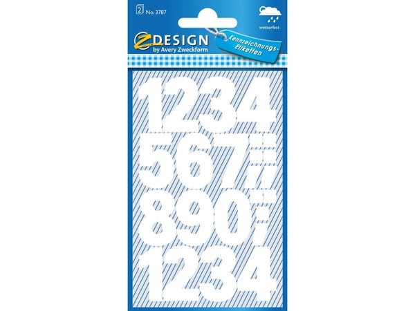 Z-Design 3787 tall-etiketter, liten størrelse, 48 etiketter, hvit