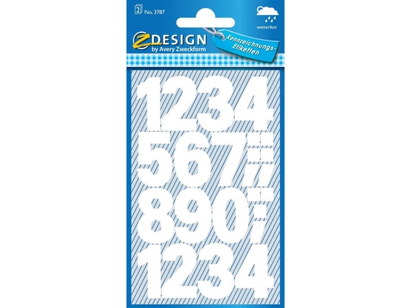 Z-Design 3787 tall-etiketter, liten størrelse, 48 etiketter, hvit