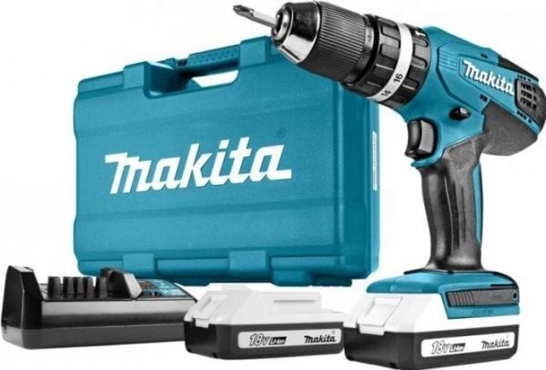 Makita HP457DWE10 - Hammerbor/driver - trådløs - 2 hastigheter - nøkkelfri borhylse 13 mm - 42 N·m - 2 batterier - 18 V