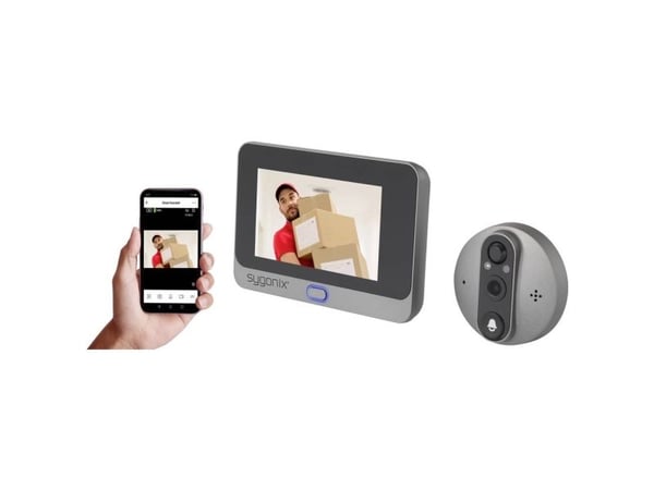 Sygonix Kamera, Video sisäyksikkö IP-video-ovien sisäpuhelin WLAN Harmaa Sygonix Kamera, Video sisäyksikkö IP-video-ovien sisäpuhelin WLAN Harmaa
