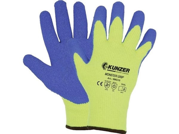 Kunzer 9MG10 latex arbetshandske storlek 10, XL EN 388, EN 407 1 par