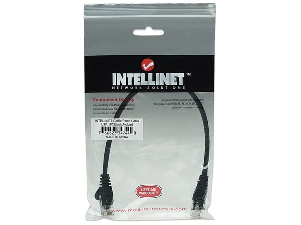 Intellinet - Patch-kabel - RJ-45 (M) til RJ-45 (M) - 30 cm - UTP - CAT 5e - Støpt, uten krok - Svart (pakke med 10)