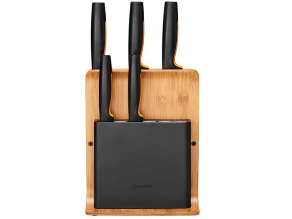 Fiskars 1057552, Knivblokk, Bamboo, Plast, Rustfritt stål, Tre, Rektangel, 21,3 cm, 1,48 kg