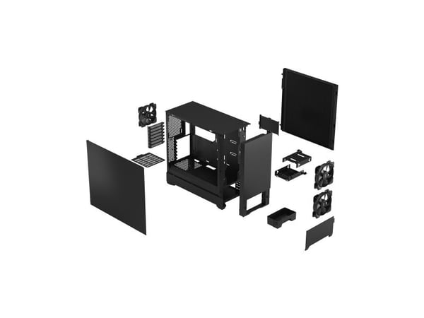 Fractal Design Pop Silent, Tower, PC, Musta, ATX, mikro ATX, Mini-ITX, Terästä, 17 cm