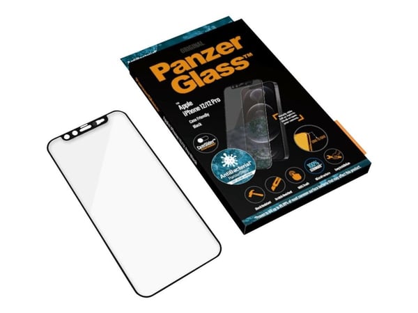 PanzerGlass CamSlider - Skärmskydd för mobiltelefon - glas - ramfärg svart - för Apple iPhone 12, 12 Pro