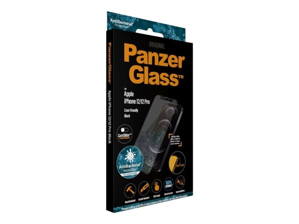 PanzerGlass CamSlider - Skärmskydd för mobiltelefon - glas - ramfärg svart - för Apple iPhone 12, 12 Pro