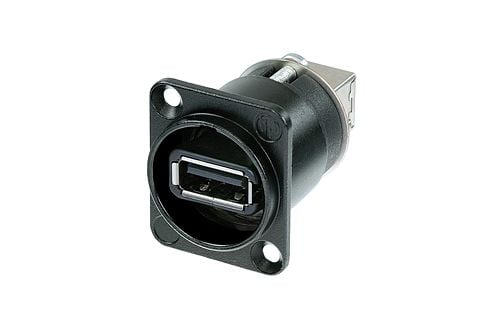 Neutrik NAUSB-B, USB A (F), USB B (M), Musta, Hopea