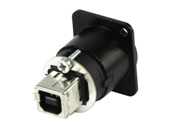 Neutrik NAUSB-B, USB A (F), USB B (M), Musta, Hopea