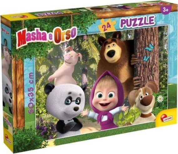 Gulvpuss 24 brikker 50x35 cm Masha and the Bear: Fun with Friends 86078 LISCIANI