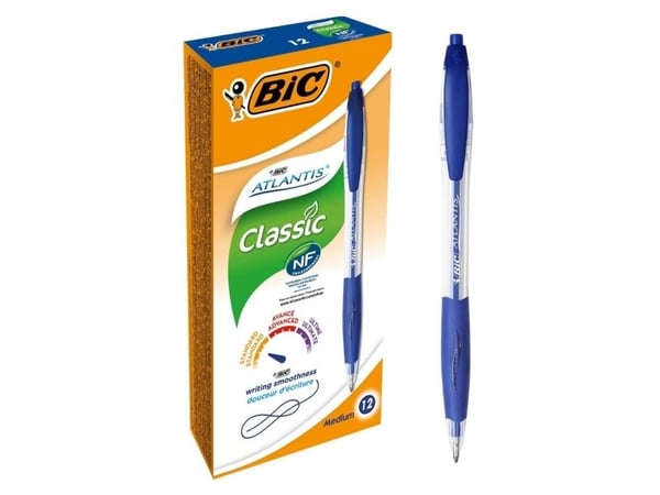 Kulspetspenna BIC Atlantis, medium, blå - (ask med 12)