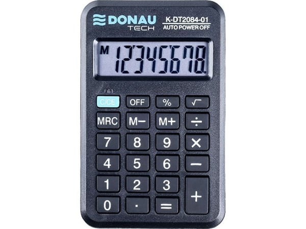 Donau-kalkulator DONAU TECH lommekalkulator, 8-sifret. display, dimensjoner 97x60x11 mm, sort