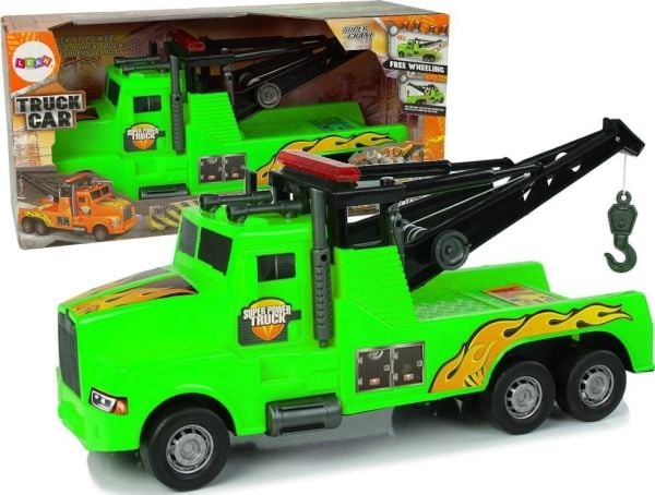 LeanToys lastebil bergingsbil slepehjelp 1:10 grønn line