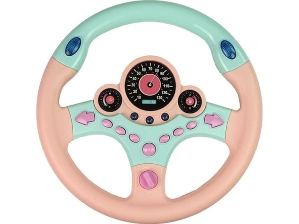 LeanToys Interaktiivinen vaaleanpunainen ohjauspyörä ajosimulaattori äänet valot (10114)