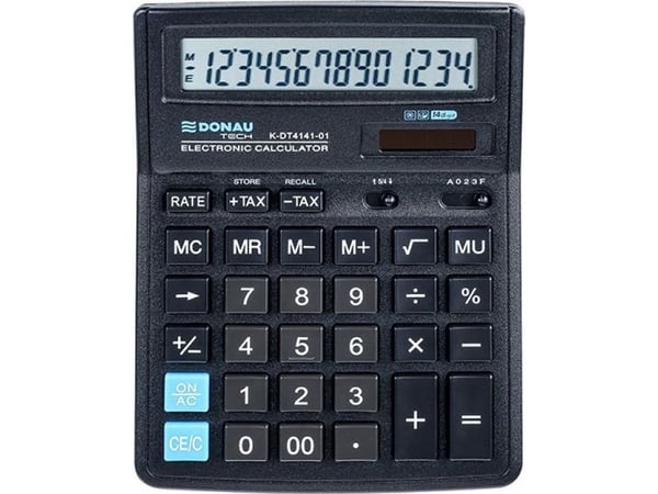 Donau Tech kontorsräknare, 14-siffrigt display, mått 199x153x31 mm, svart