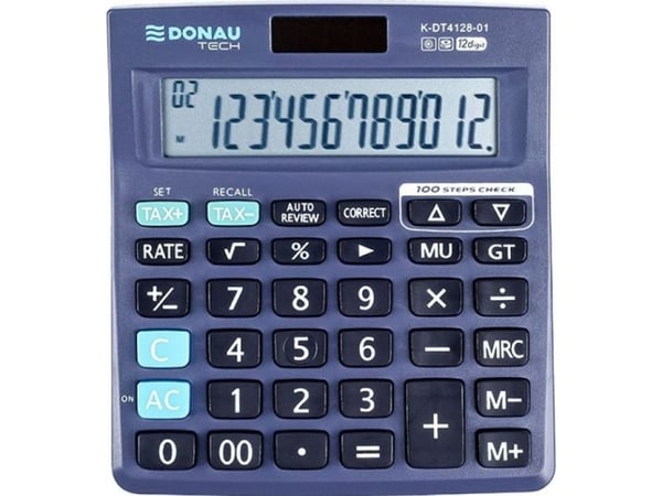 Donau-kalkulator DONAU TECH kontorkalkulator, 12-sifret. display, dimensjoner 140x122x27 mm, sort