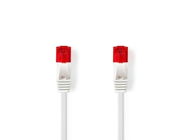 Nedis - Koblingskabel - RJ-45 (hann) rett til RJ-45 (hann) rett - 10 m - UTP - CAT 6 - med støvel, flat - hvit