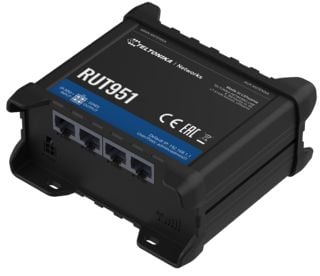 Teltonika RUT951 - Trådløs ruter - WWAN 3-portssvitsj 2,4 GHz - 3G, 4G - DIN-skinnemonterbar, overflatemonterbar