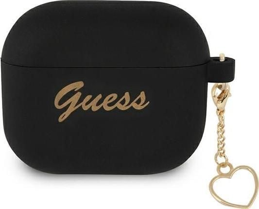 Guess-skal till AirPods 3 i svart silikon med hjärtdetalj