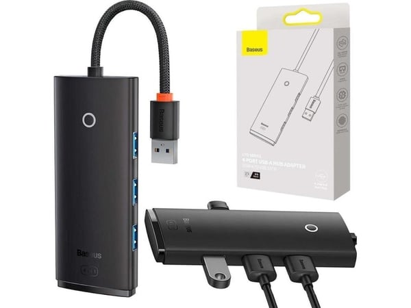Keskitin 4w1 Baseus Lite Series USB do 4x USB 3.0 25cm (czarny)