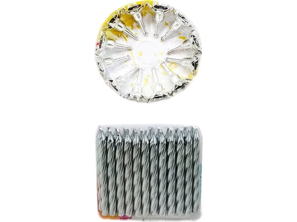 MK Silver bursdagslys - 24 stk, universell