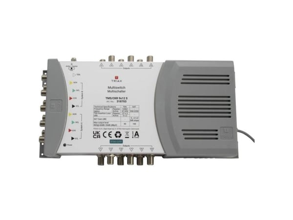 Triax TMS/CKR 9x12 S, 5 innganger, 12 utganger, 5 - 862 MHz, 950 - 2200 MHz, 10 dB, 10 dB