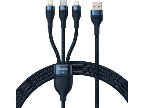 Baseus CASS030003, 1,2 m, USB A, USB C/Micro USB-A/Lightning, Blå