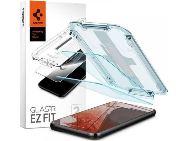 Spigen Glas.tR EZ Fit, Samsung, Galaxy S22, Naarmuuntumisenkestävä, Läpinäkyvä, 2 kpl