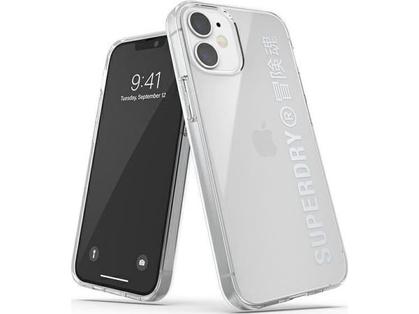 SuperDry Snap Apple iPhone 12 mini gjennomsiktig deksel sølvfarget 42590