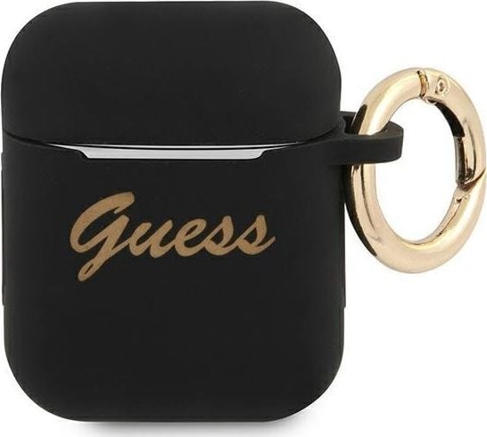 Guess GUA2SSSK AirPods skydd czarny/svart silikon Vintage Script