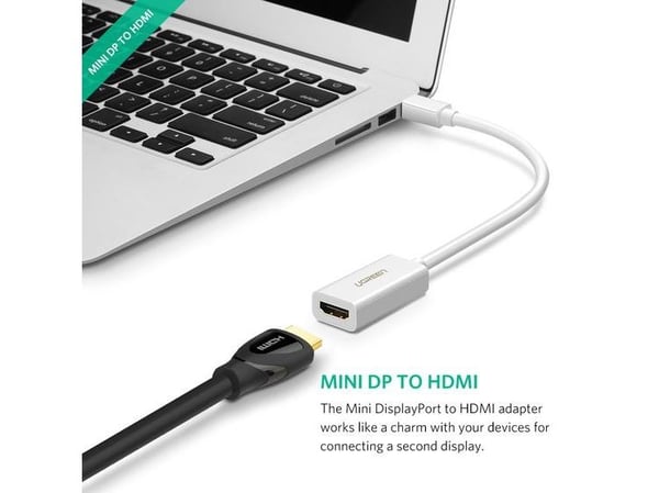 Ugreen - Video adapter - Mini DisplayPort hann til HDMI hunn - hvit