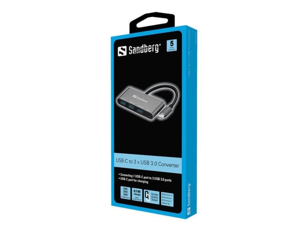 Sandberg USB-C to 3 x USB 3.0 Converter - USB-adapter - USB-C - USB 3.0 x 3