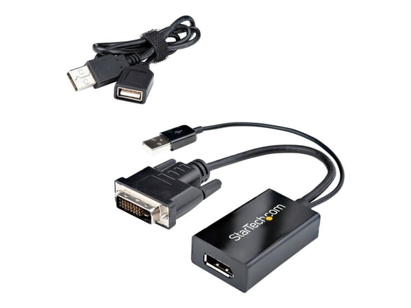 StarTech DVI till DisplayPort-adapter med USB-ström - 1920 x 1200 - Videokort - dubbel länk - DVI-D (hane) till DisplayPort (hona) - USB-ström