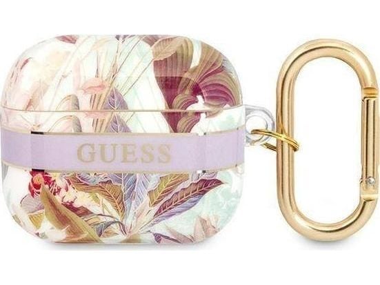 Øretelefoner Guess Flower Strap Collection beskyttelsesdeksel for AirPods 3, lilla