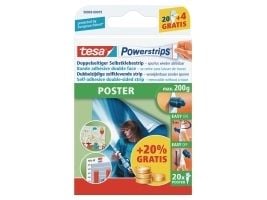 Powerstrips Tesa Poster, 20 liuskan pakkaus Powerstrips Tesa Poster, 20 liuskan pakkaus