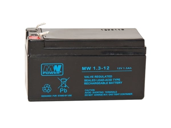 MW Power Pb 12V 0,8Ah vedlikeholdsfri (vekt 0,57 kg, maks lad 0,2 A, maks utlad 7 A)