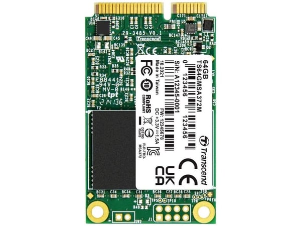 Transcend MSA372M, 64 GB, mSATA, 550 MB/s, 6 Gbit/s