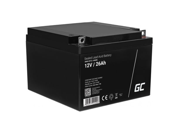 Green Cell AGM VRLA 12V 26Ah vedlikeholdsfritt batteri for gressklipper, scooter, båt, rullestol