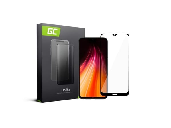 Green Cell Clarity - Skjermbeskyttelse for mobiltelefon - 2.5D - glass - rammefarge svart - for Xiaomi Redmi Note 8