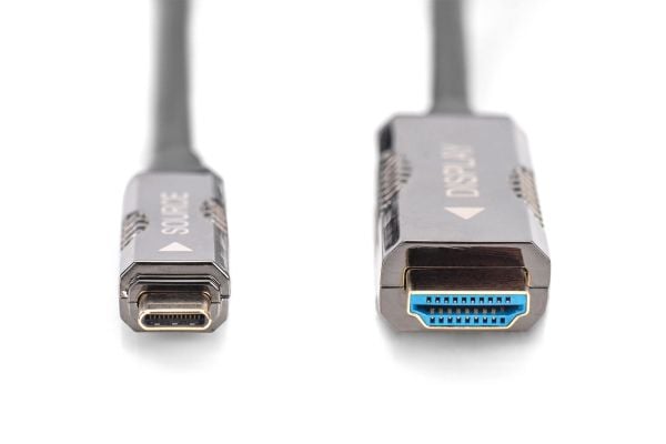 Digitus AK-330150-200-S, 20 m, USB Type-C, HDMI, Hanstik, suora, suora