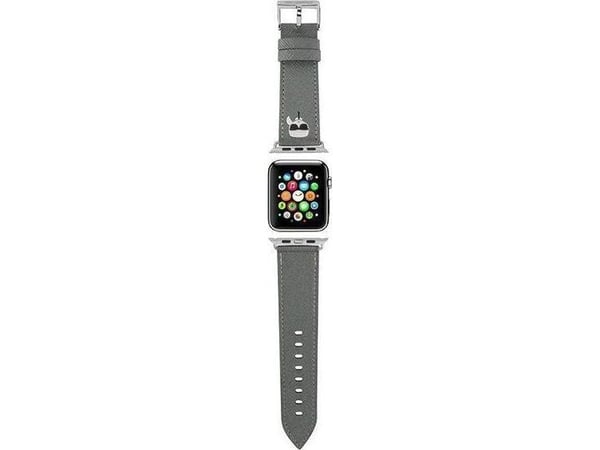 Karl Lagerfeld Pasek KLAWLOKHG Apple Watch 42/44/45 mm srebrny/sølv reim Saffiano Karl Heads