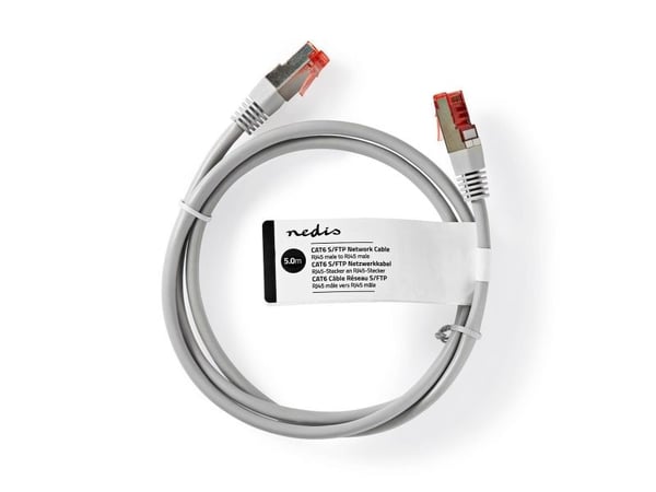 Nedis - Liitäntäkaapeli - RJ-45 (han) til RJ-45 (han) - 5 m - S/FTP - CAT 6 - pyöreä - grå